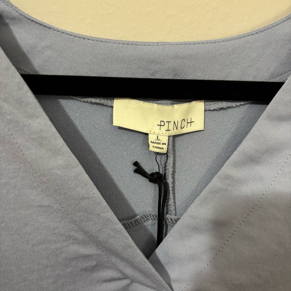 Pinch Blue Tie Bow Sleeve Relaxed Blouse V Neck - Picture 4 of 9